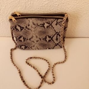American Eagle Outfitters Animal Print Faux Leather Gold Chain Crossbody Bag